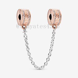 Pandora logo fixed clip safety chain